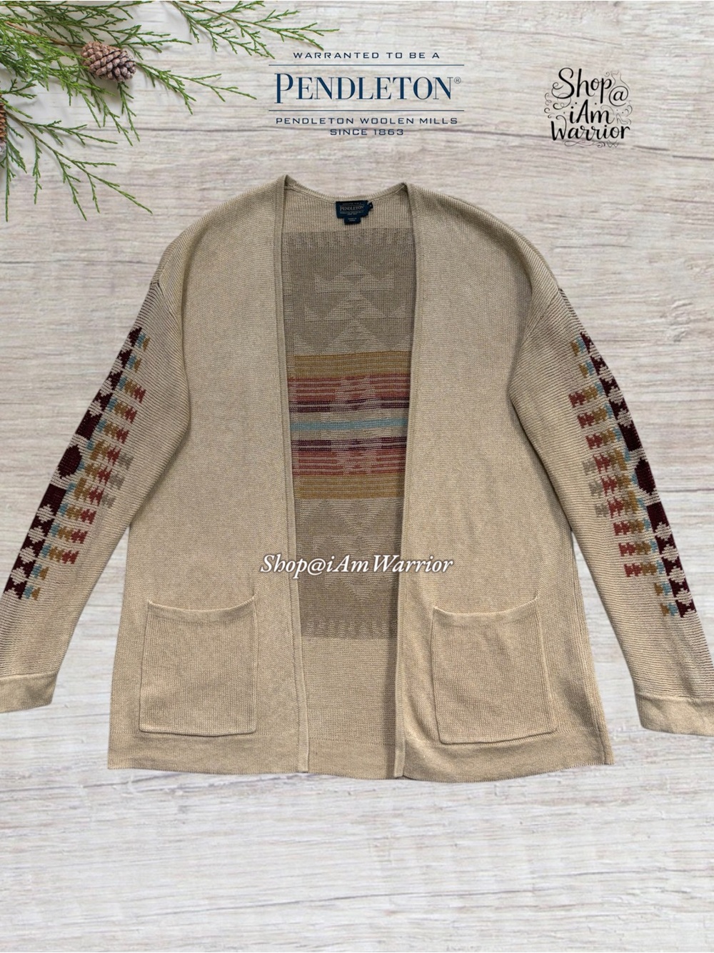 Pendleton Southwestern Geometric Long Cardigan Duster Sweater *shop@iAmWarrior - Picture 6 of 12